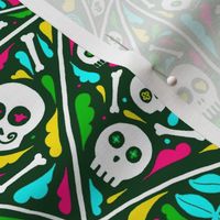 skull umbrellas - green yellow turquoise pink - dia de los muertos - halloween