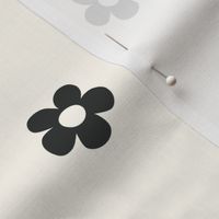 Small seventies flowers in washed out black on creamy white - small