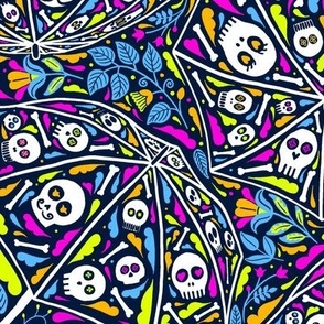 skull umbrellas - blue pink green yellow - dia de los muertos - halloween