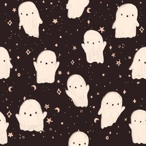 Happy Halloween Ghouls 6x6 Cute Spooky Scary Halloween Ghosts Black And White