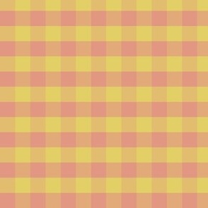 Watermelon Coral and Lemon Lime Yellow Gingham Check