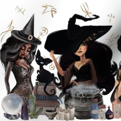 Witches white background