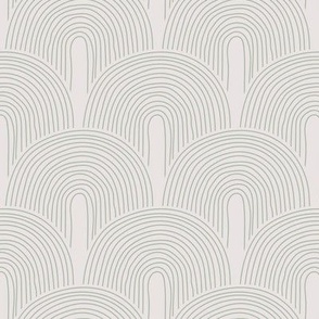 The minimalist rainbow - abstract modern boho Scandinavian vintage style curves thin lines moody sage green on ivory