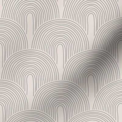 The minimalist rainbow - abstract modern boho Scandinavian vintage style curves thin lines moody gray on ivory cream