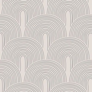 The minimalist rainbow - abstract modern boho Scandinavian vintage style curves thin lines moody gray on ivory cream