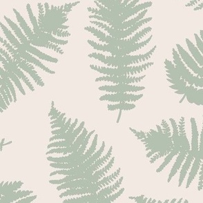 The Minimalist boho garden - fern leaves forest modern scandinavian style fall design sage green on ivory