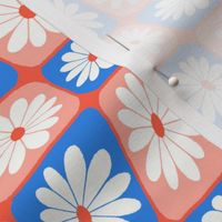 Trippy Checkered Daisies | Coral and Blue