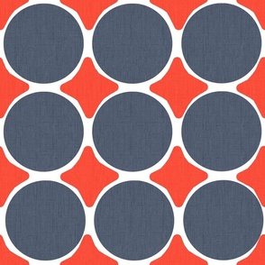 Modern Red White And Blue Polka Dots And Diamonds Retro July 4th Independence Day Summer Beach Resort Pool Flag Colors 70’s Scandi Swedish Geometric Circle Repeat Pattern