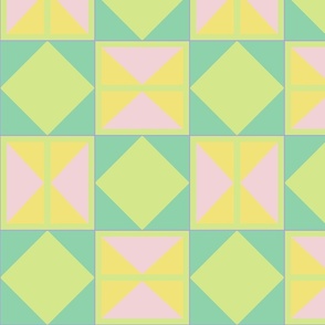 Bold Diamonds Jade - Honeydew - Buttercup - Candy Cotton Tiles