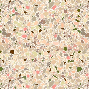 Texture Terrazzo // Large Scale // Peaches & Greens // Light Background // 16"