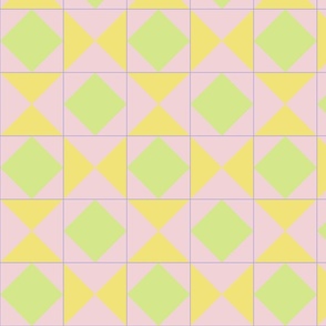 Minimal Bold Diamonds Cotton Candy - Buttercup - Honeydew Tiles