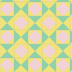 Minimal Bold Diamonds Buttercup - Honeydew - Cotton Candy Tiles