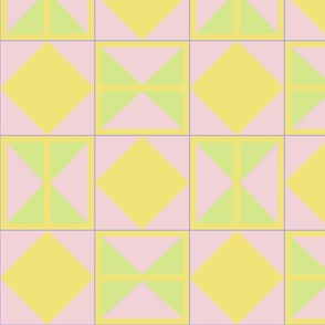 Bold Diamonds Cotton Candy - Buttercup - Honeydew Tiles