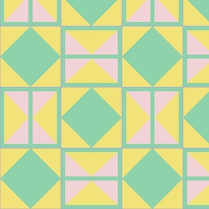 Bold Diamonds Buttercup - Jade - Cotton Candy Tiles