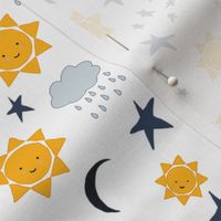 Kawaii Sun with Moon, Clouds, and Stars  - medium