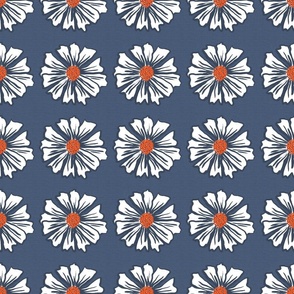 Modern Red White And Navy Blue Summer Flowers