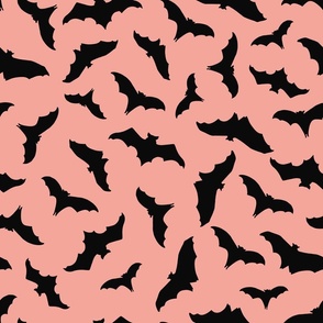 Large // Flying Frights: Fall Halloween Black Bats - Pink
