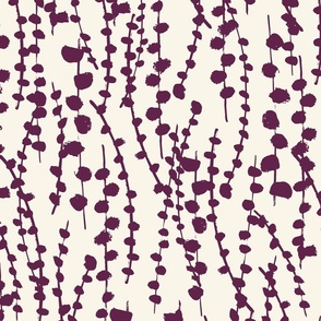 Large // Botanical Vines: Neutral abstract climbing plant vine - Plum Purple