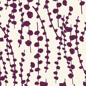 Medium // Botanical Vines: Neutral abstract climbing plant vine - Plum Purple