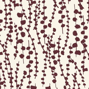 Large // Botanical Vines: Neutral abstract climbing plant vine - Truffle Red