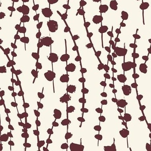 Medium // Botanical Vines: Neutral abstract climbing plant vine - Truffle Red