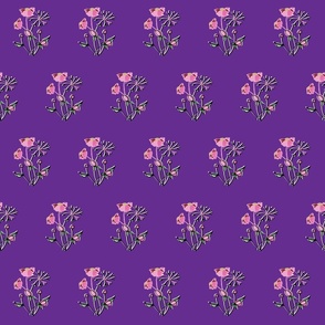Pink  Fantasy Flowers with Purple Background