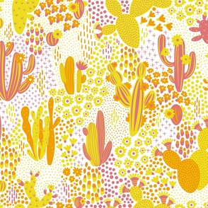 Pattern with cacti and flowers