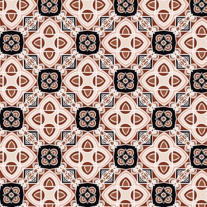 Geometric Mosaic Tiles, Med Scale - Maroon, Black, Brown