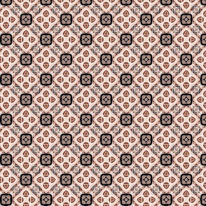 Geometric Mosaic Tiles, Small Scale - Maroon, Black, Brown
