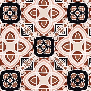 Geometric Mosaic Tiles, Jumbo Scale - Maroon, Black, Brown