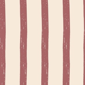 Vertical textured rose pink stripes on ivory background