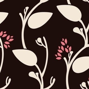 [Medium] Spring Flowers on Vines - White eggshell on black pink