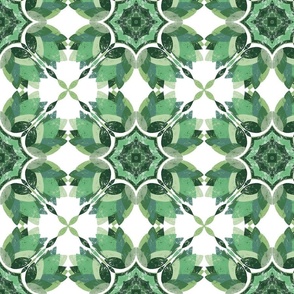 Green geometric leaf design- large scale