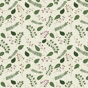 Botanical with muted leopard print background 