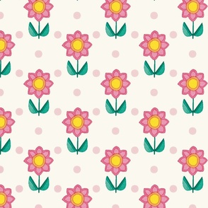 PINK DAISIES on white - medium