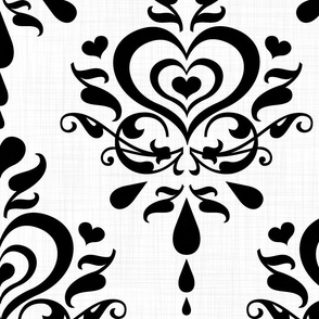 Love Luxe Damask Black on White - XL