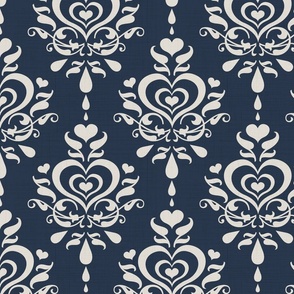 Love Luxe Damask Beige on Navy