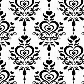 Love Luxe Damask Black on White