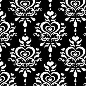 Love Luxe Damask White on Black