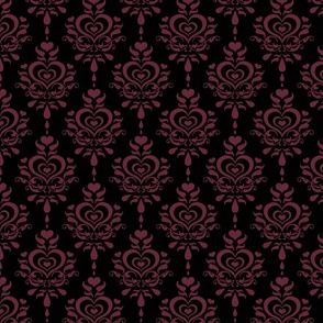 Love Luxe Damask Wine on Black - Medium