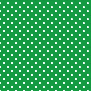  Polka Dots in White on Kelly Green 