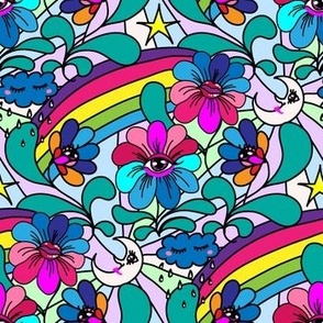 Psychedelic Flowers Rainbow Small scale