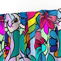 Psychedelic Flowers Rainbow Large scale