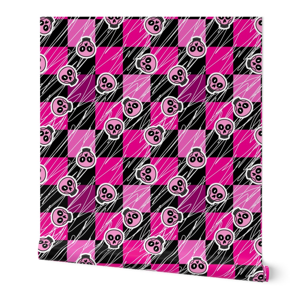 Laughing skulls punk pink and violet Medium scale