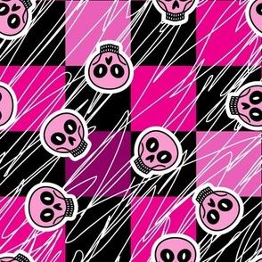 Laughing skulls punk pink and violet Medium scale