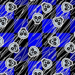 Laughing skulls punk electric blue and black Medium scale