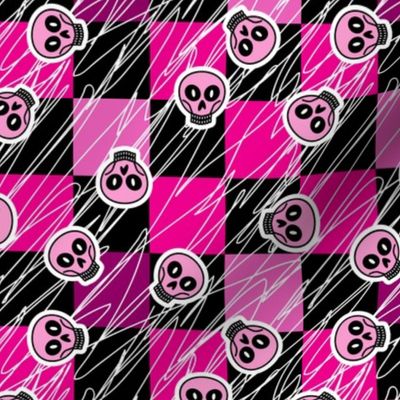 Laughing skulls punk pink and violet Small scale