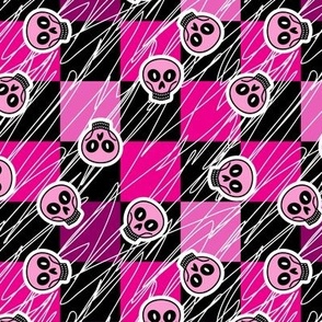 Laughing skulls punk pink and violet Small scale