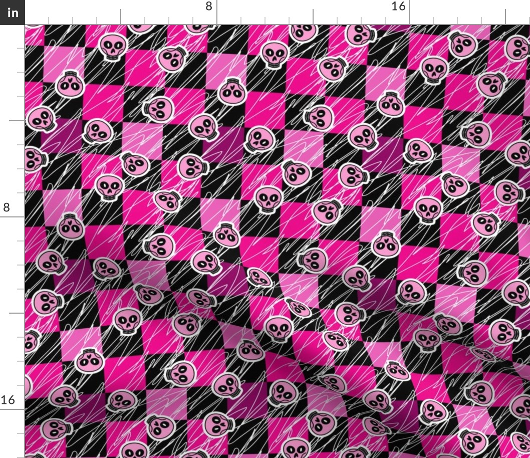 Laughing skulls punk pink and violet Small scale