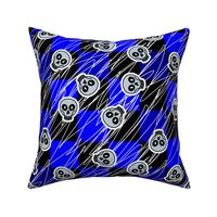 Laughing skulls punk Electric blue and black Small scale